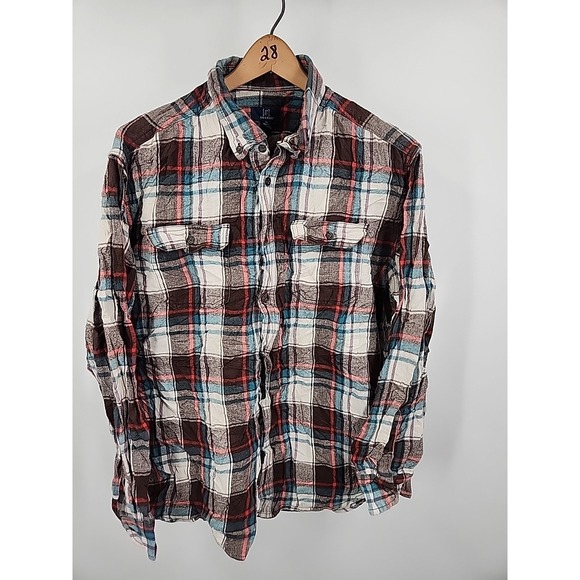 George Mens Long Sleeve Button Up Plaid Flannel XL Shirt - Picture 3 of 6